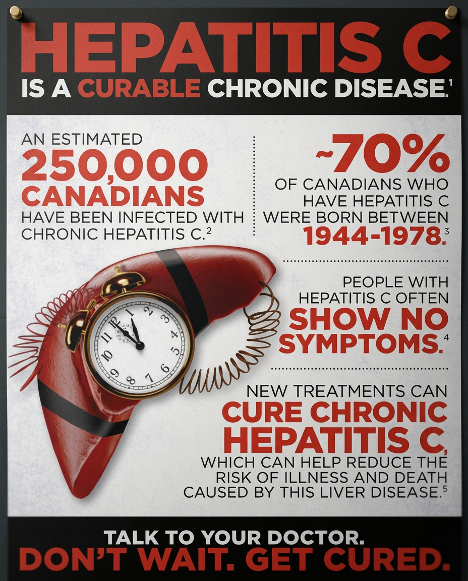 Deal With It awareness poster: Hepatitis C is a curable chronic disease.